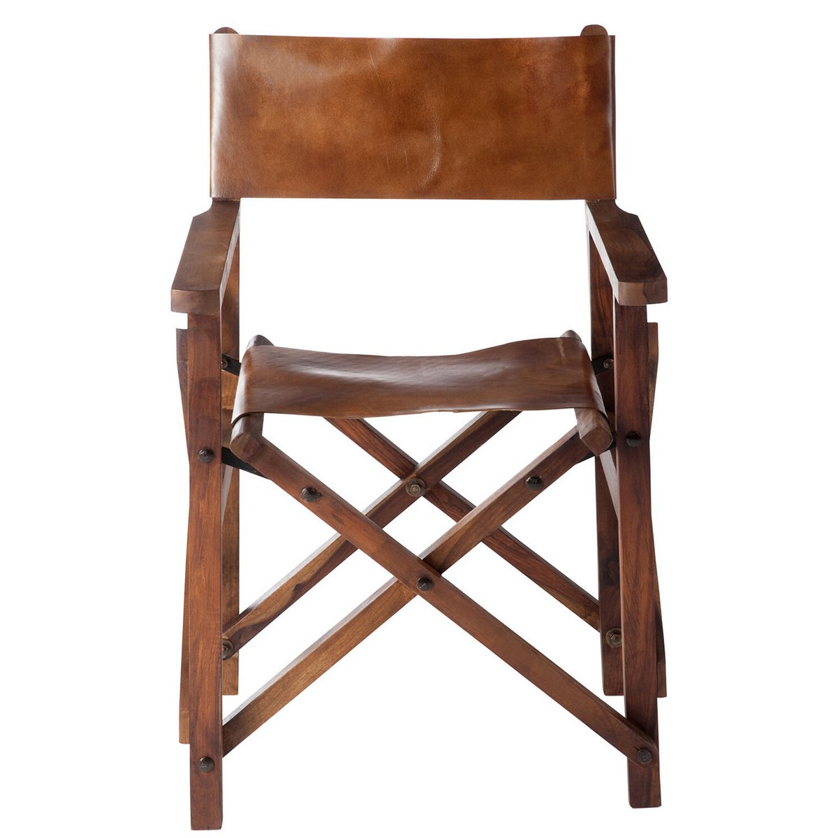 J-Line Regisseurstoel Plooibaar Hout/Leder Cognac