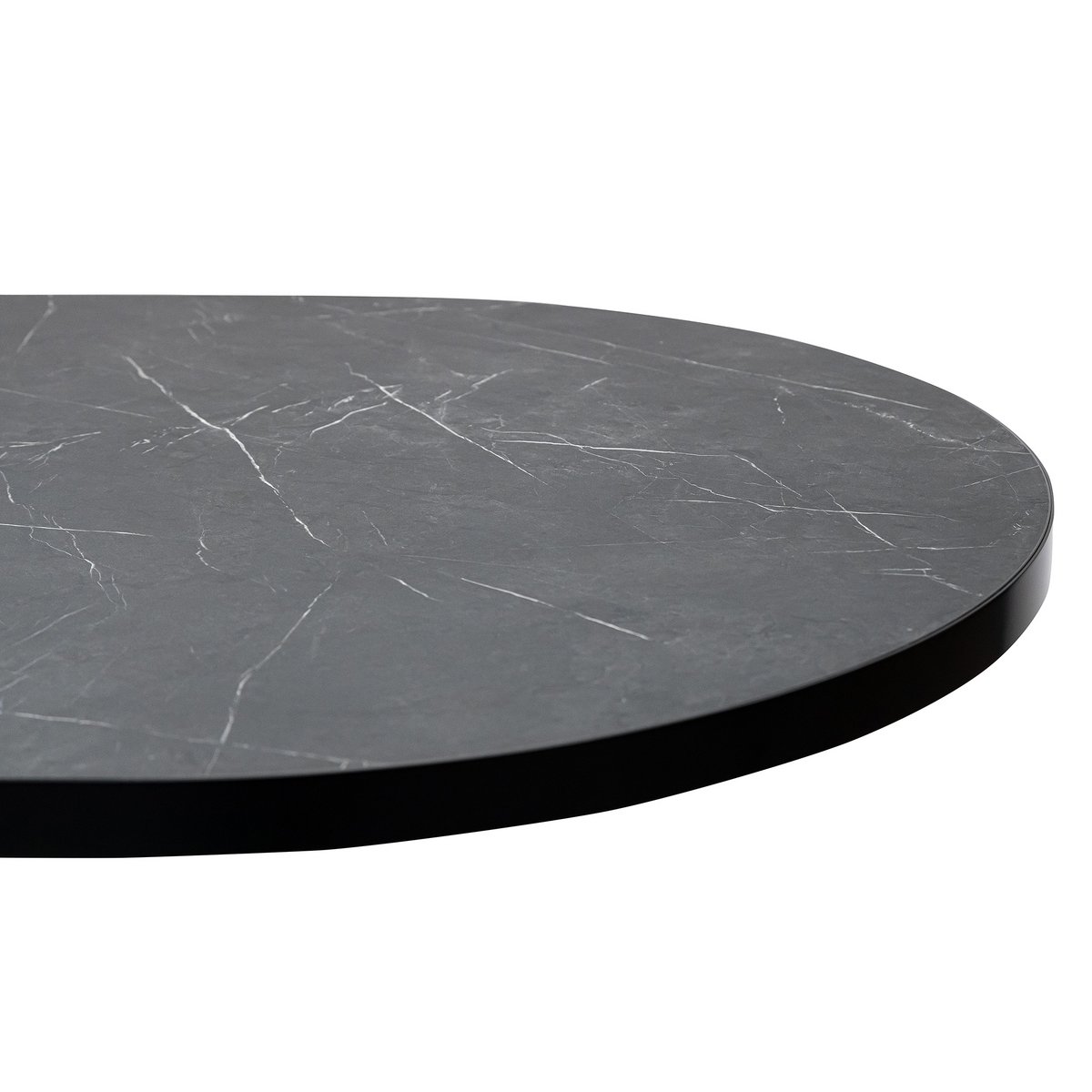 Stalux Plat ovale eettafel 'Noud' 240 x 100, kleur zwart / zwart marmer