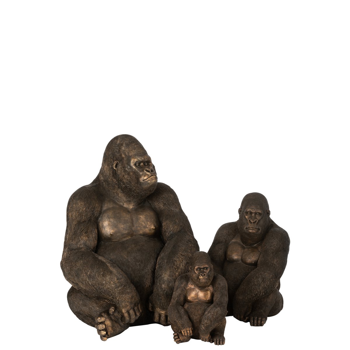 J-Line figuur Gorilla - polyresin - donkerbruin - large