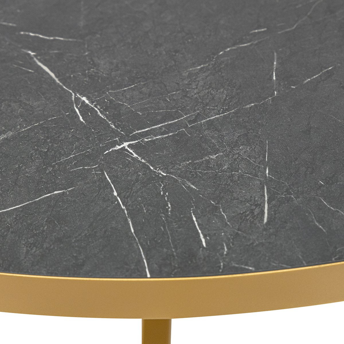 Stalux Ronde eettafel 'Daan' 148cm, kleur goud / zwart marmer