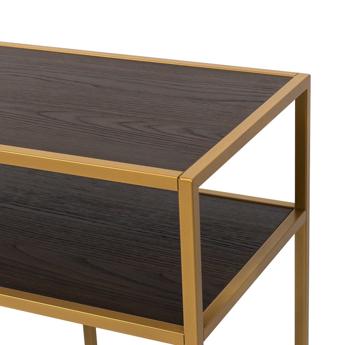 Stalux Side-table 'Teun' 200cm, kleur goud / bruin hout