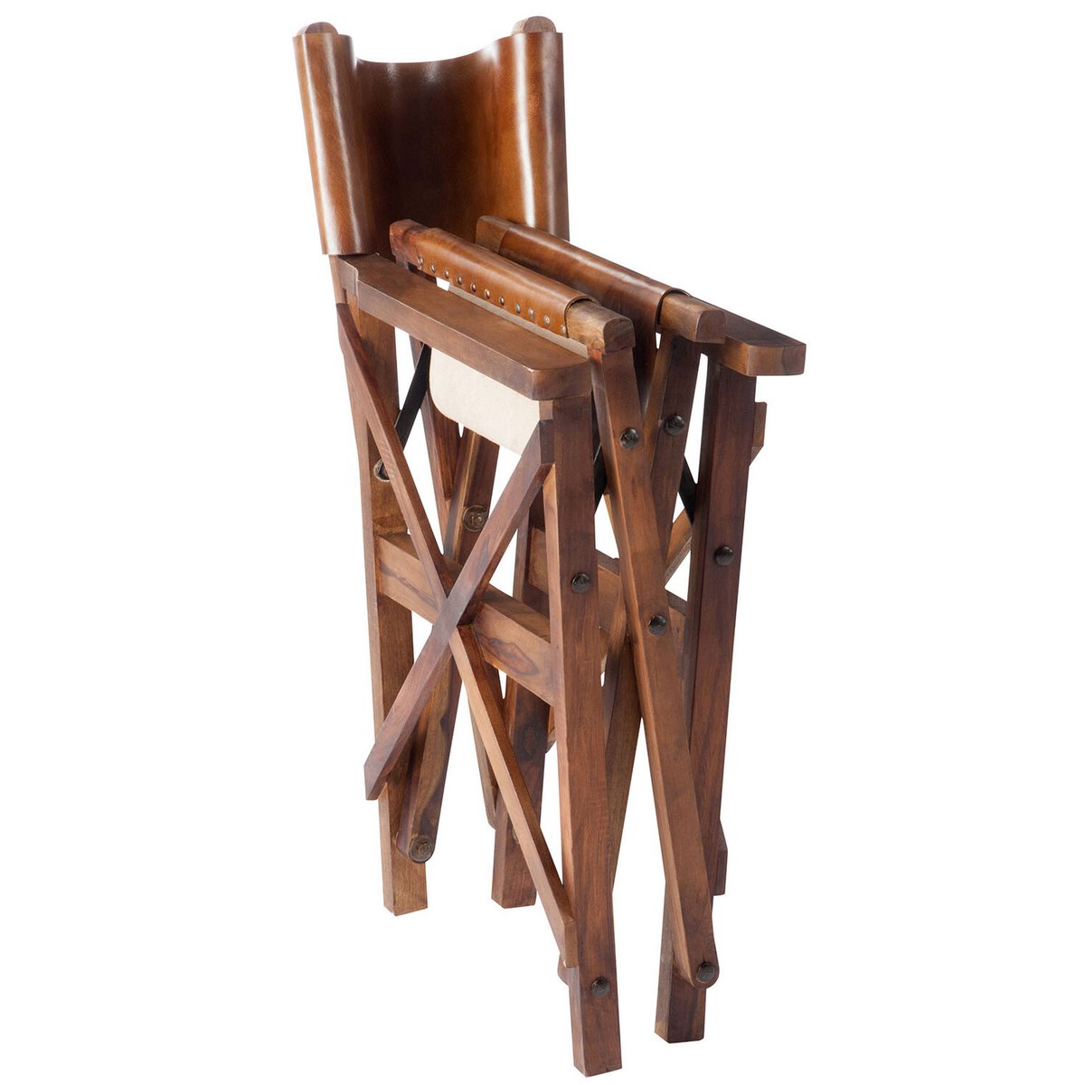 J-Line Regisseurstoel Plooibaar Hout/Leder Cognac