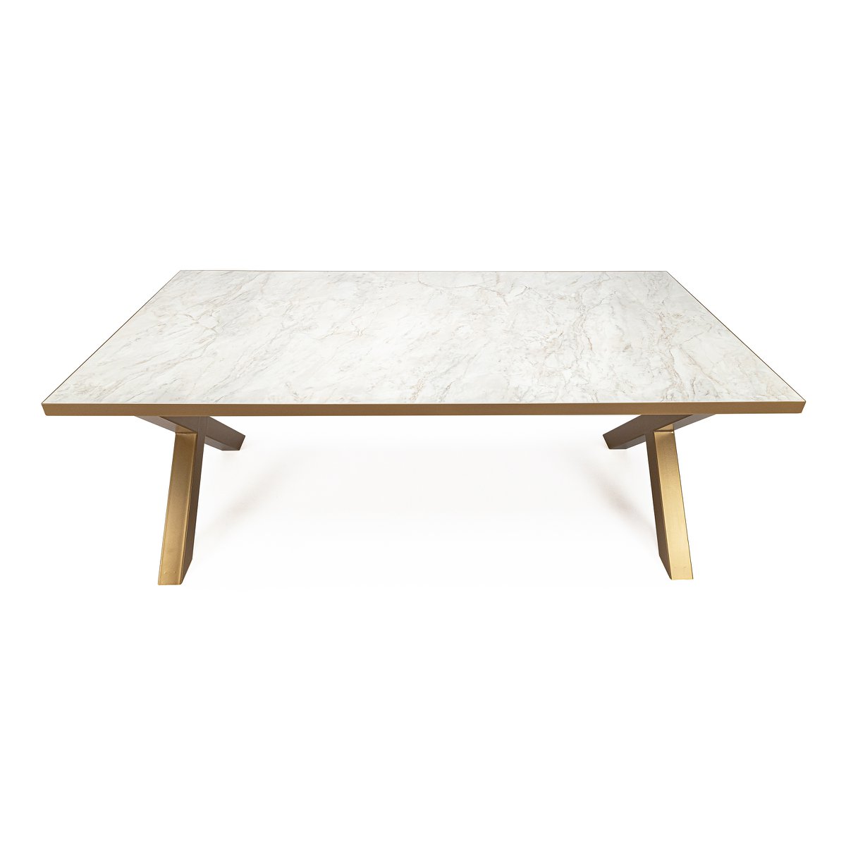 Stalux Eettafel 'Roos' 180 x 100cm, kleur goud / wit marmer