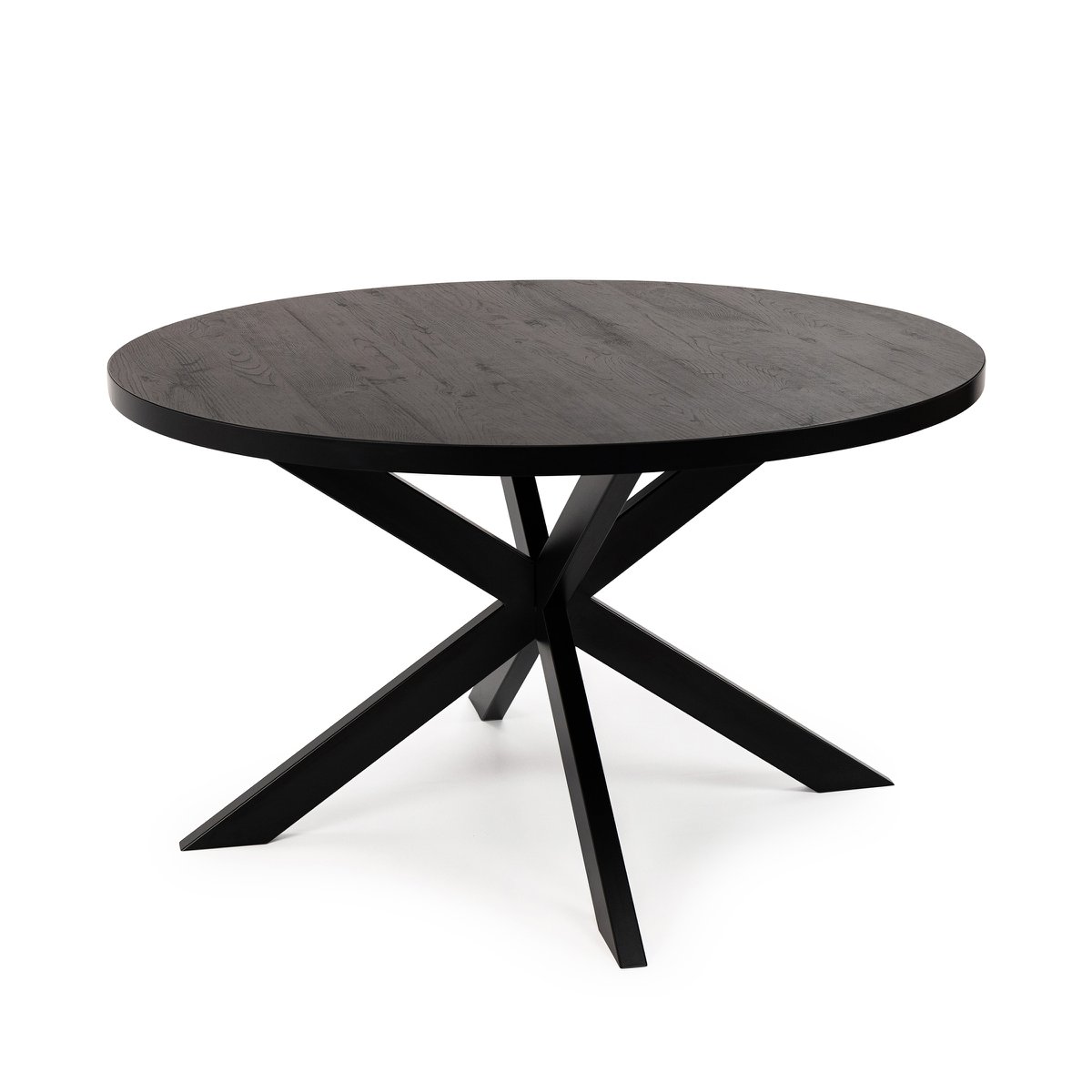 Stalux Ronde eettafel 'Daan' 135cm, kleur zwart / zwart eiken