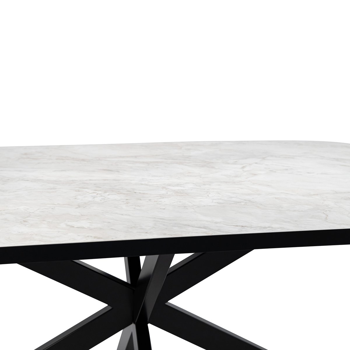 Stalux Plat ovale eettafel 'Noud' 210 x 100, kleur zwart / wit marmer