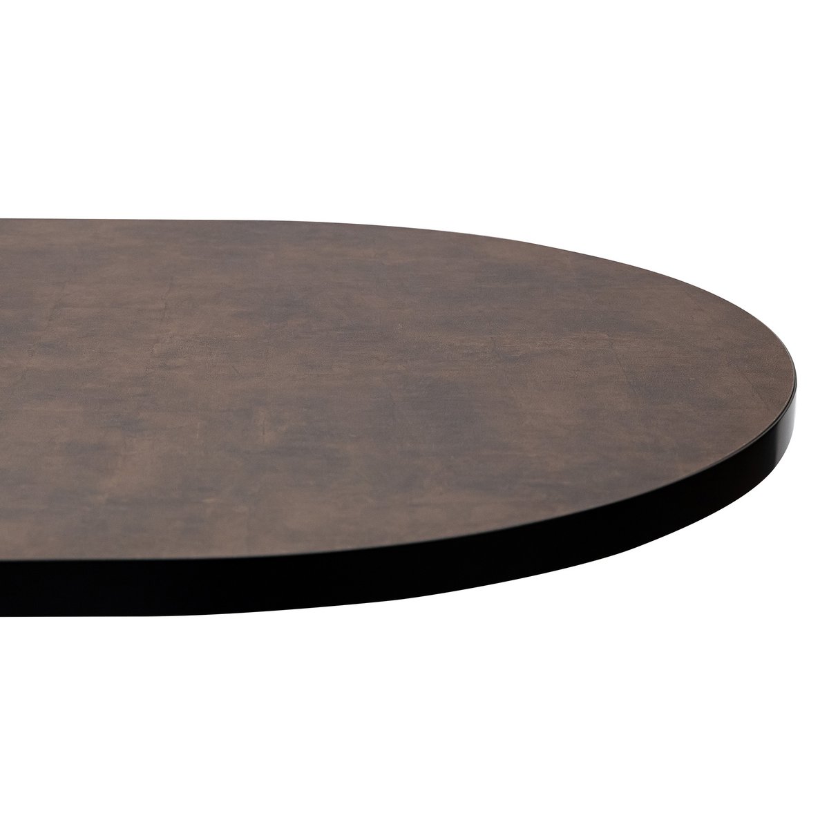 Stalux Plat ovale eettafel 'Noud' 210 x 100, kleur zwart / lederlook bruin