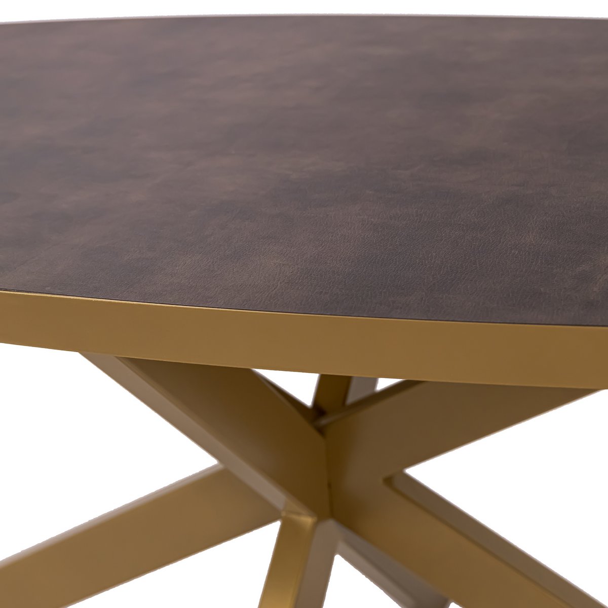 Stalux Ovale eettafel 'Mees' 180 x 100cm, kleur goud / lederlook bruin