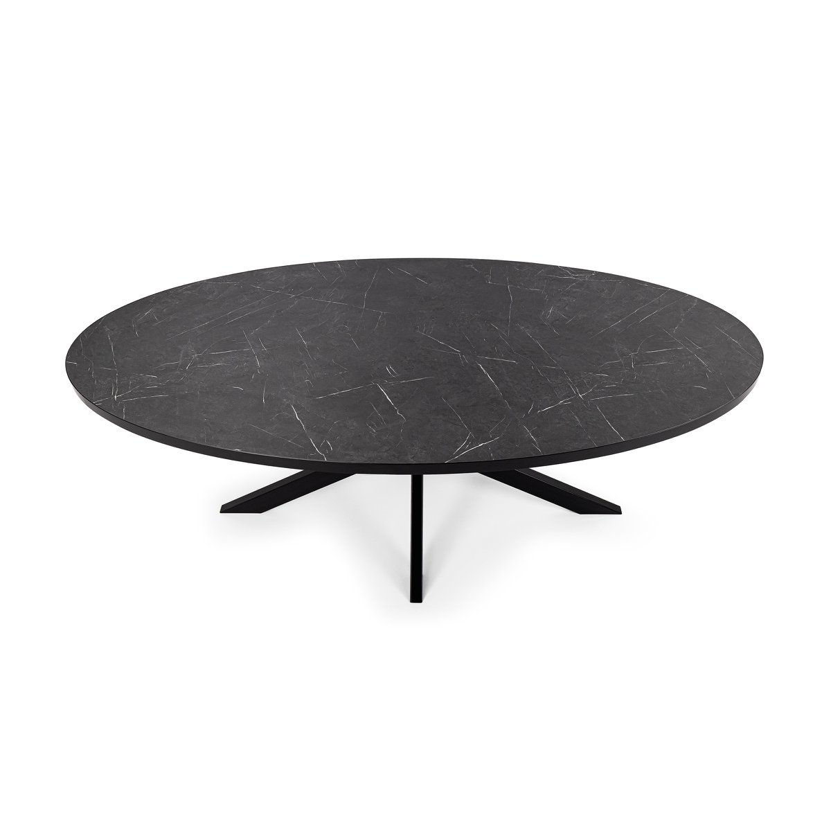 Stalux Ovale eettafel 'Mees' 240 x 110cm, kleur zwart / zwart marmer