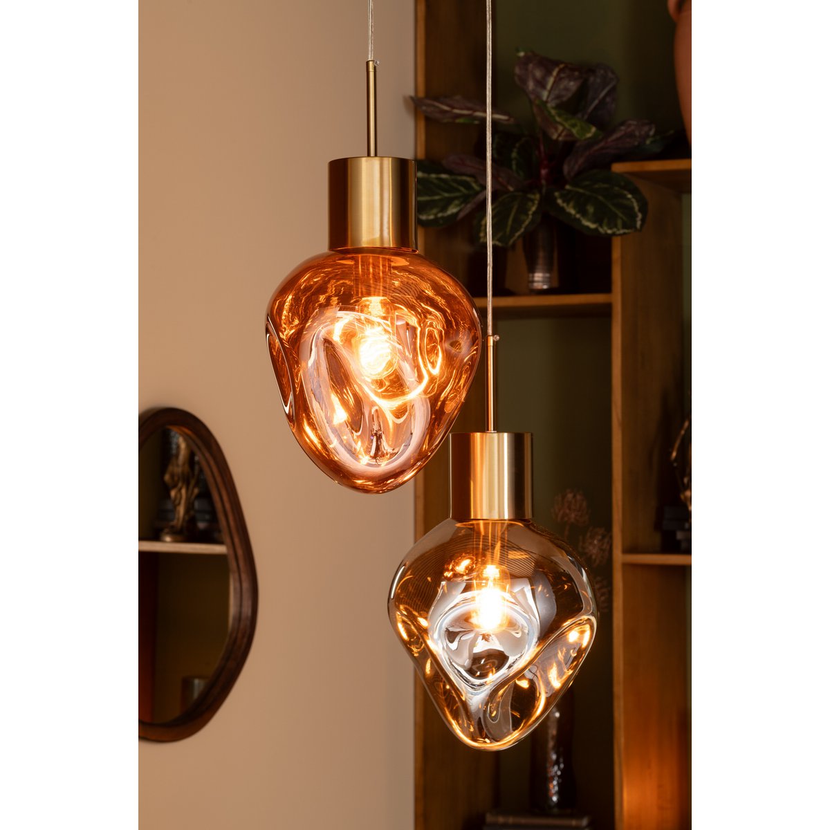 J-Line Hanglamp Goud Metaal/Glas Koper