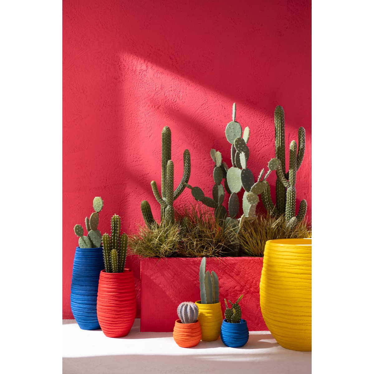 J-Line Cactus+Pot Kunststof Groen/Melamine Wit Large