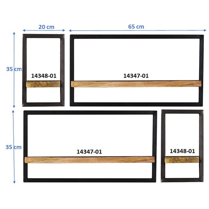 Wandplankenset, 4 stuks