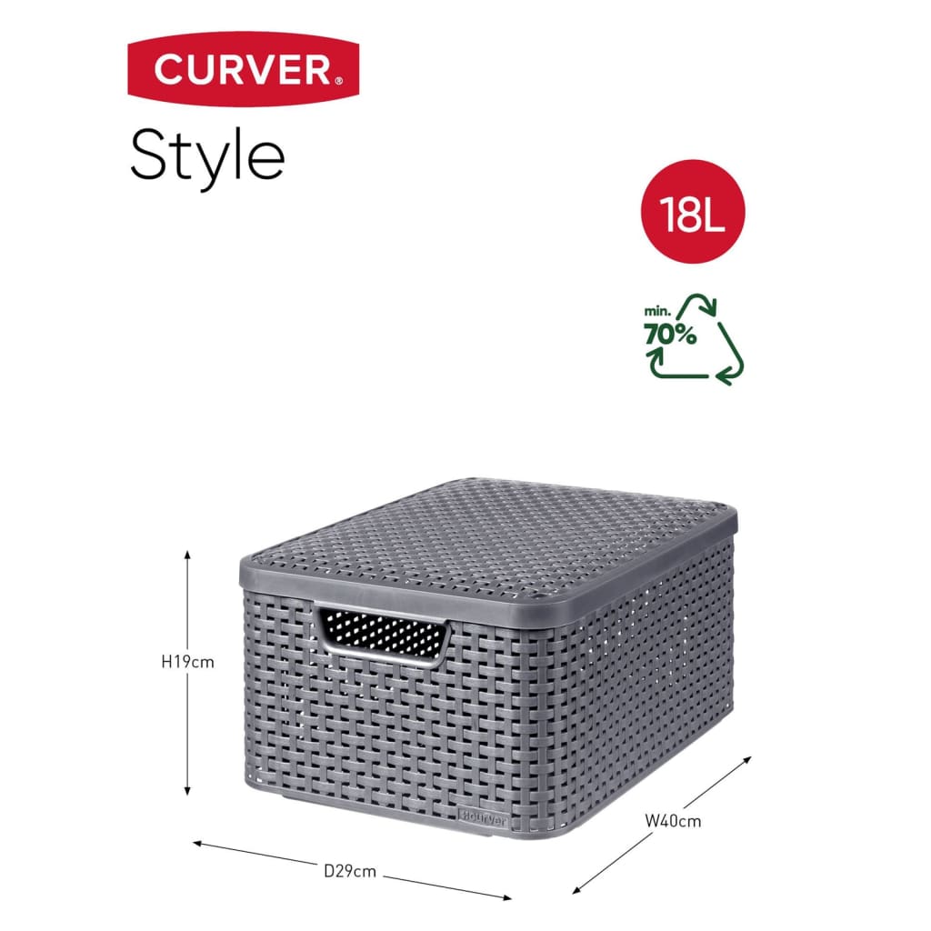 Curver Opbergbox Style met deksel L 30 L crèmewit