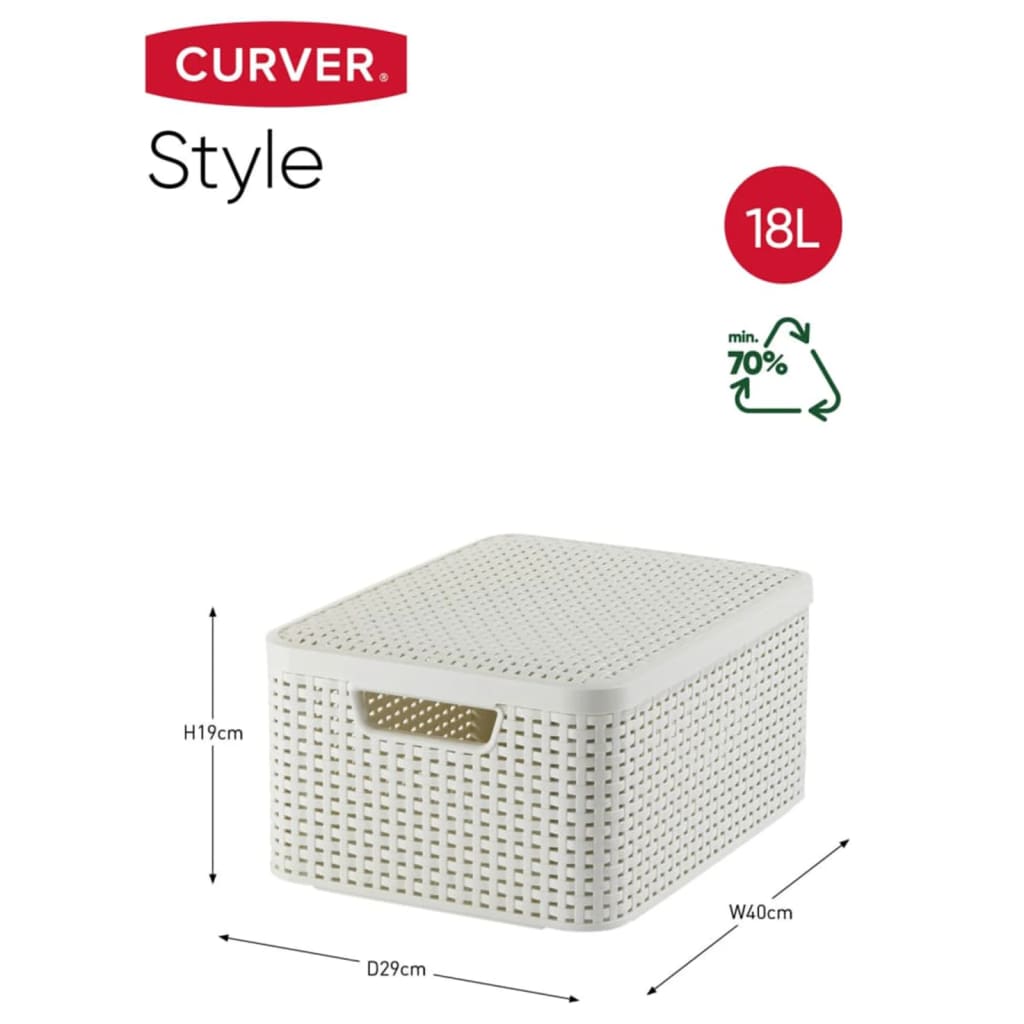 Curver Opbergbox Style met deksel L 30 L crèmewit