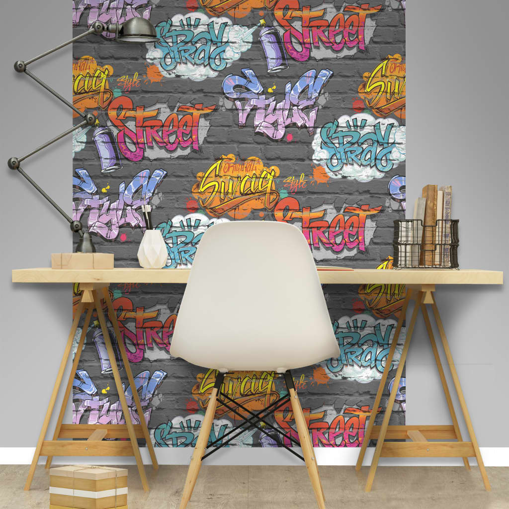 DUTCH WALLCOVERINGS Behang graffiti meerkleurig L179-01