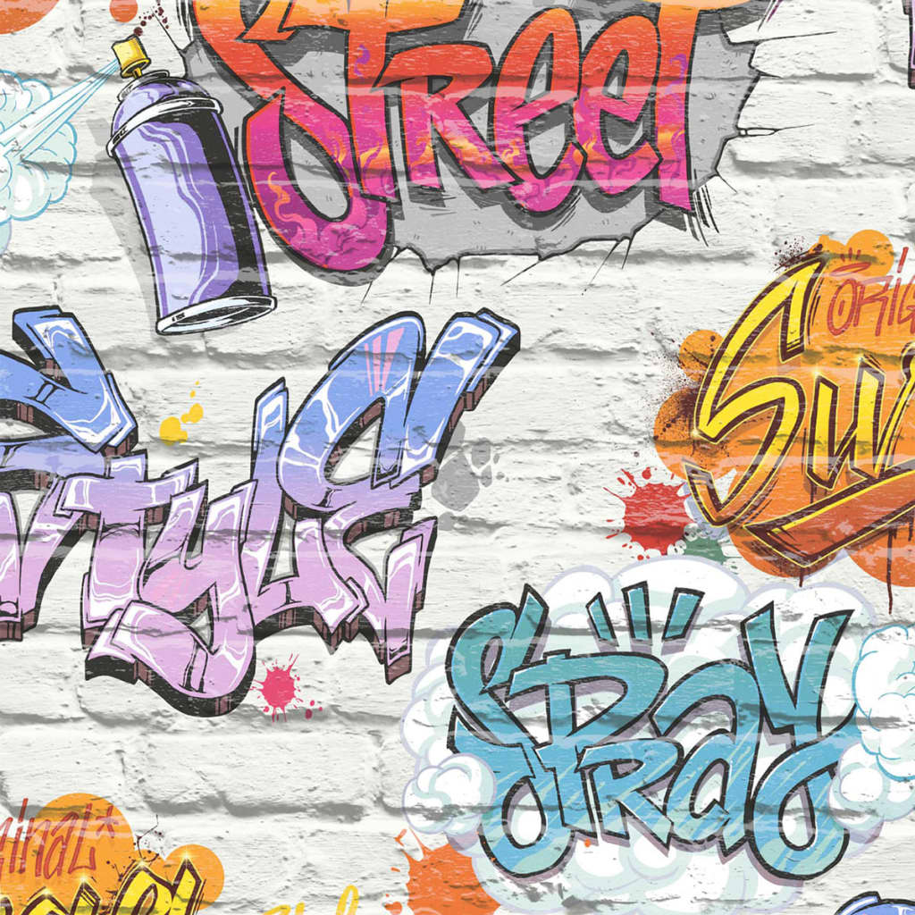 DUTCH WALLCOVERINGS Behang graffiti meerkleurig L179-01