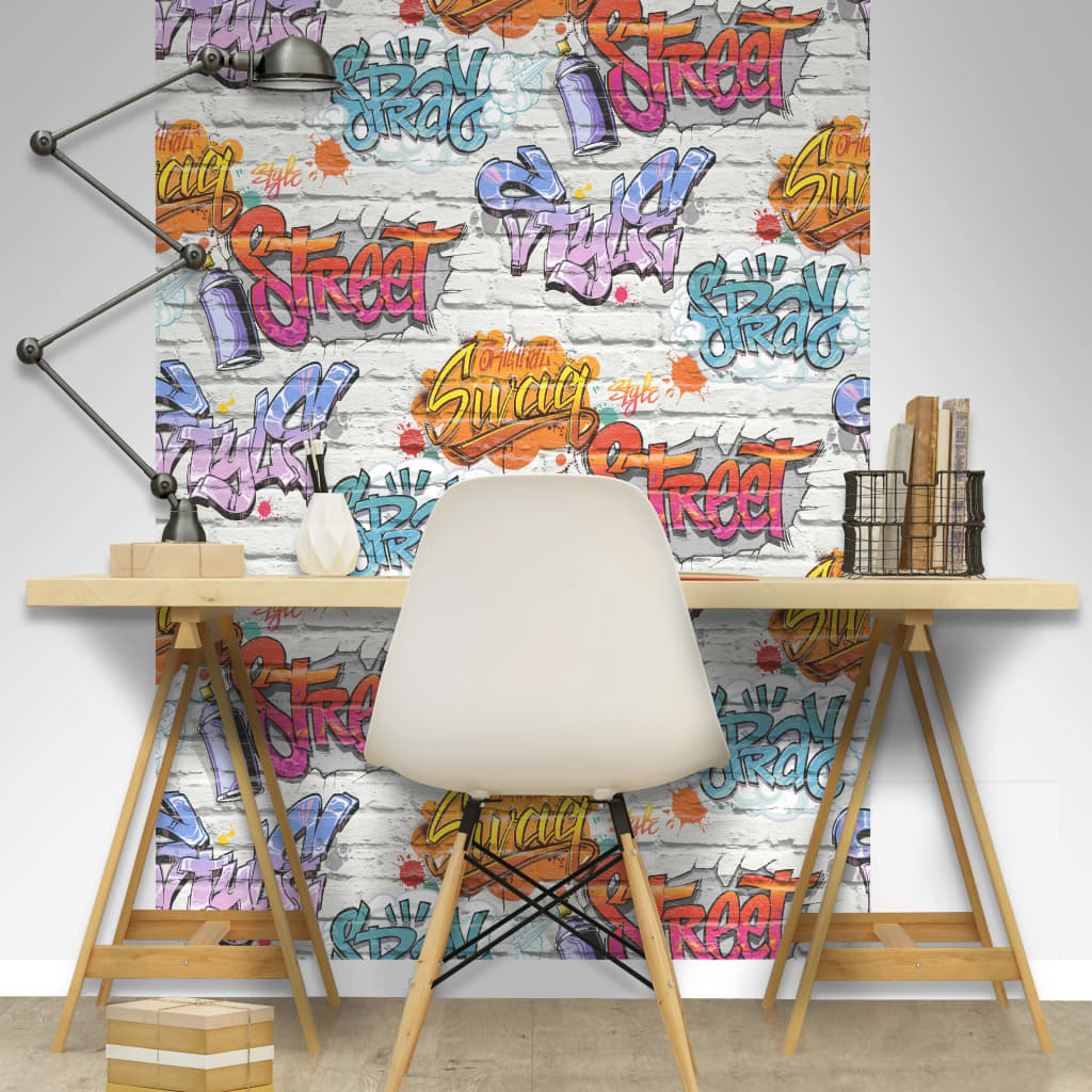 DUTCH WALLCOVERINGS Behang graffiti meerkleurig L179-01