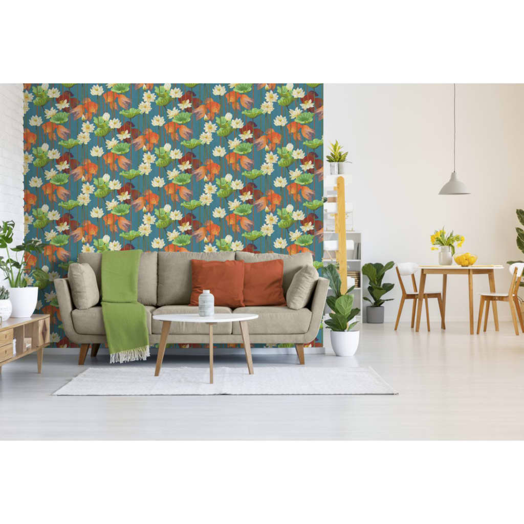 DUTCH WALLCOVERINGS Behang Fish/Flower groen