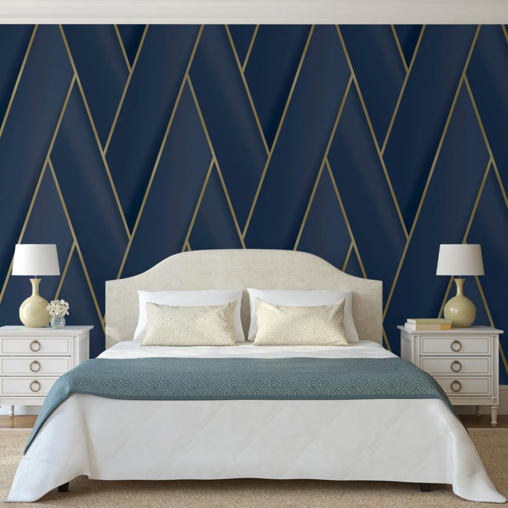 DUTCH WALLCOVERINGS Behang Geometric wit en goudkleurig