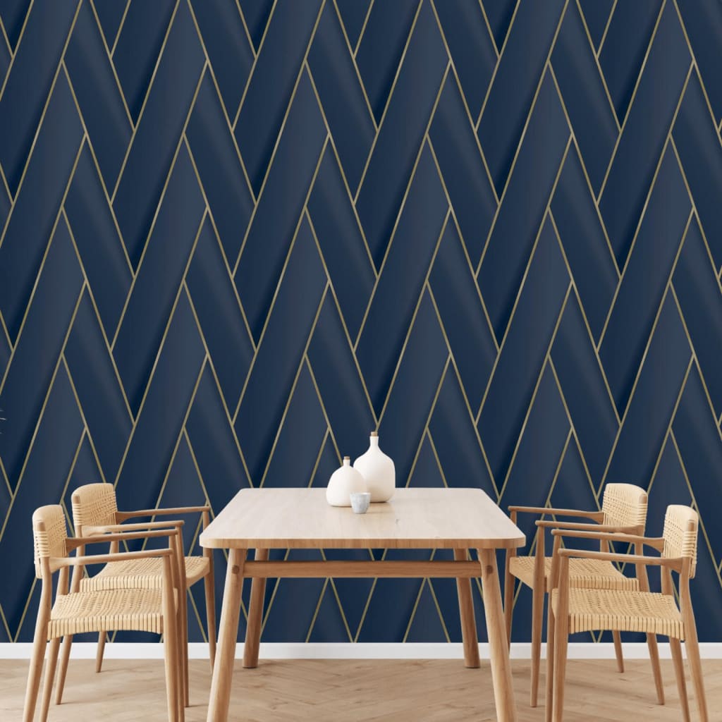 DUTCH WALLCOVERINGS Behang Geometric wit en goudkleurig