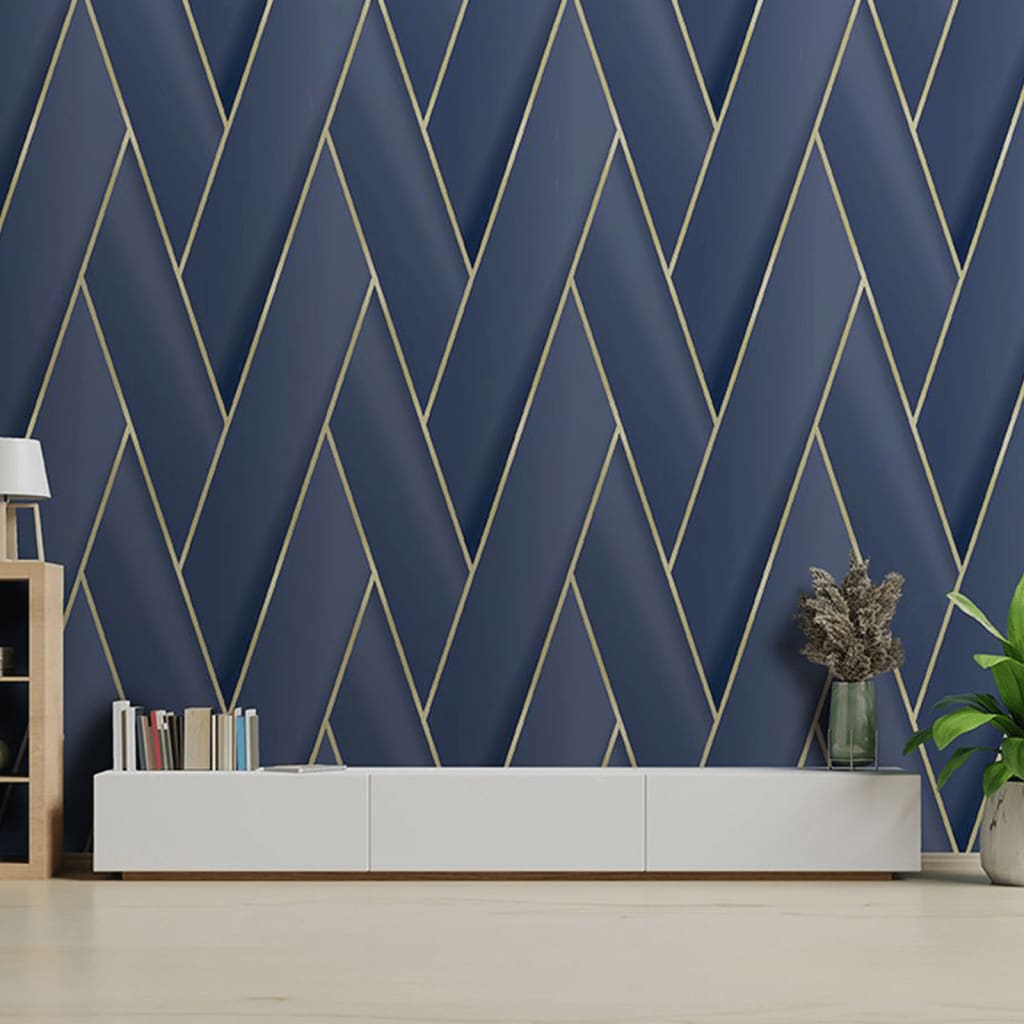 DUTCH WALLCOVERINGS Behang Geometric wit en goudkleurig