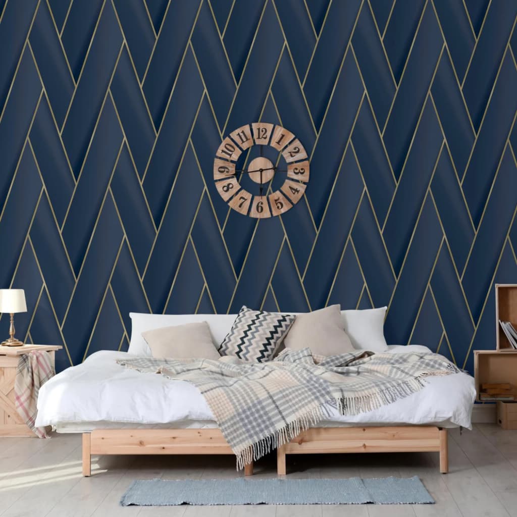 DUTCH WALLCOVERINGS Behang Geometric wit en goudkleurig