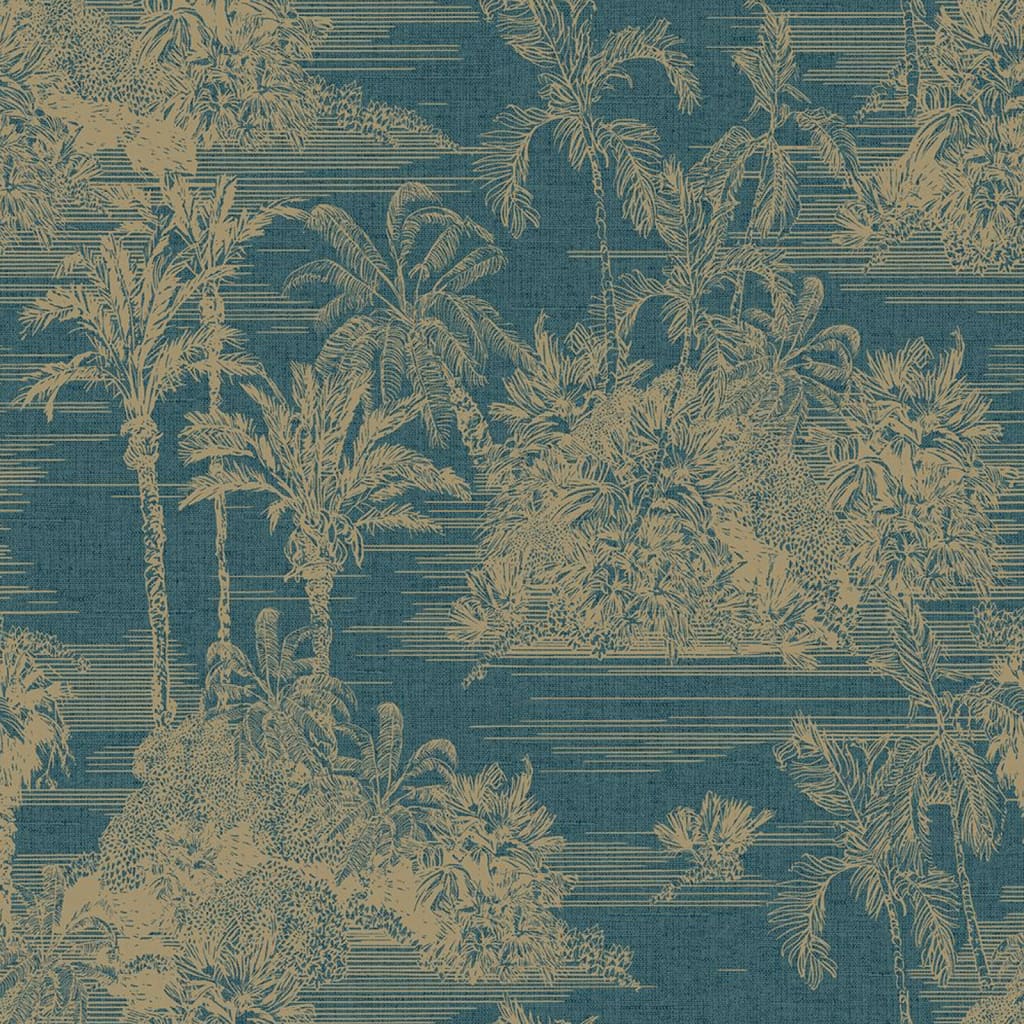 DUTCH WALLCOVERINGS Behang Tropical en goudkleurig