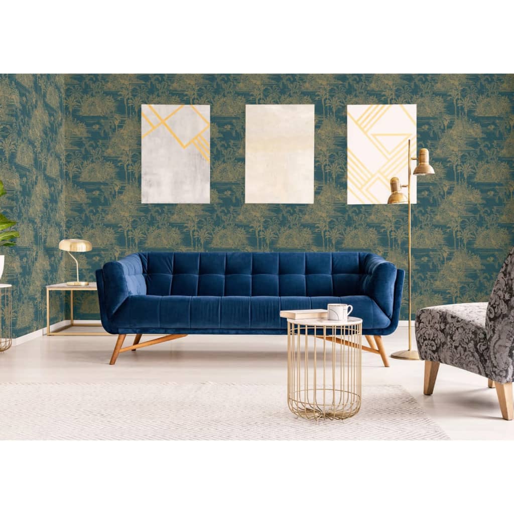 DUTCH WALLCOVERINGS Behang Tropical en goudkleurig