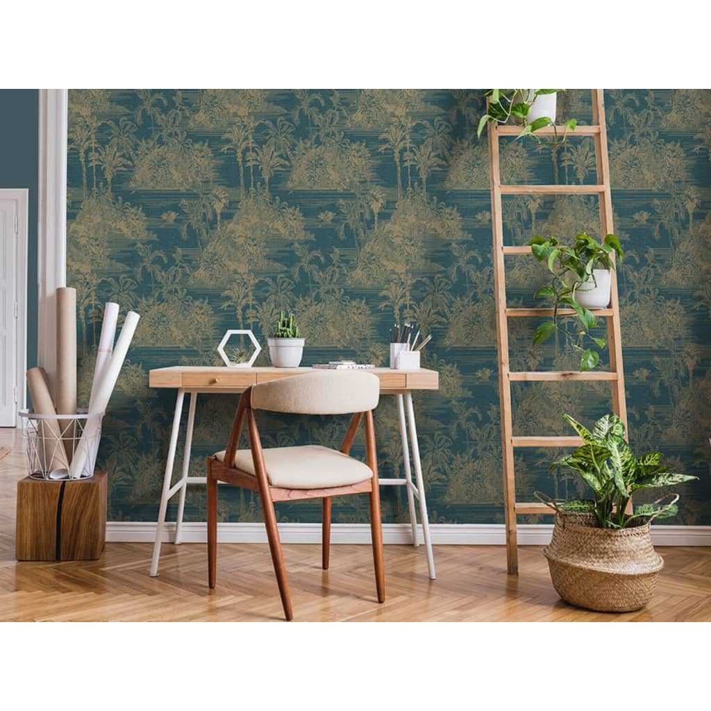 DUTCH WALLCOVERINGS Behang Tropical en goudkleurig