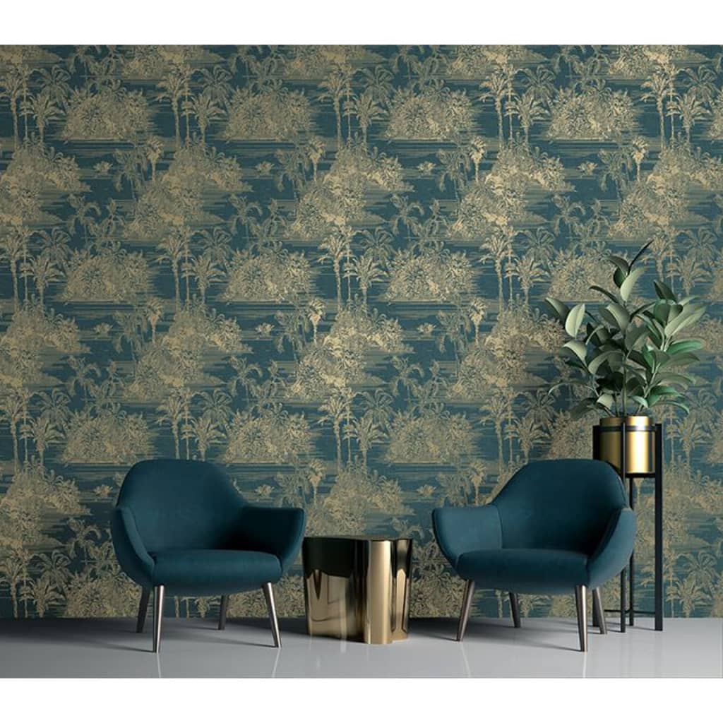 DUTCH WALLCOVERINGS Behang Tropical en goudkleurig