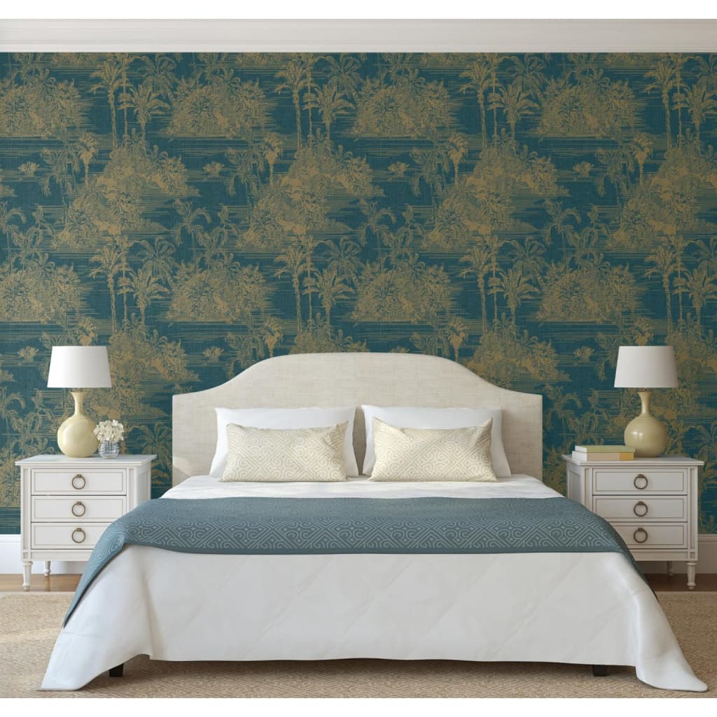 DUTCH WALLCOVERINGS Behang Tropical en goudkleurig