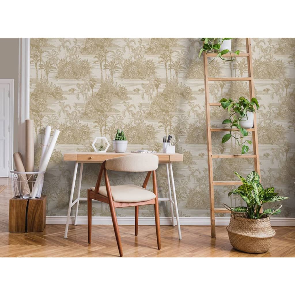 DUTCH WALLCOVERINGS Behang Tropical en goudkleurig