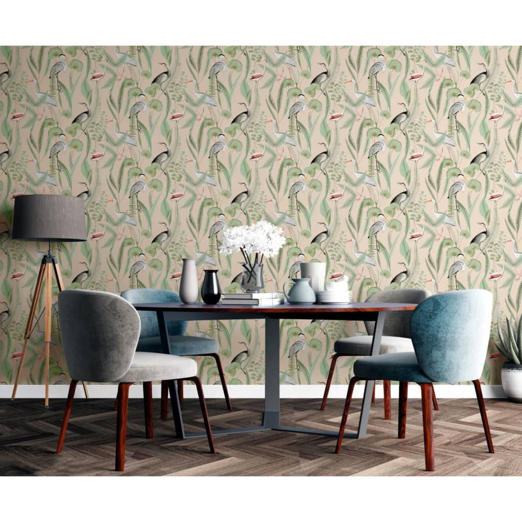 DUTCH WALLCOVERINGS Behang Flamingo - mintkleurig