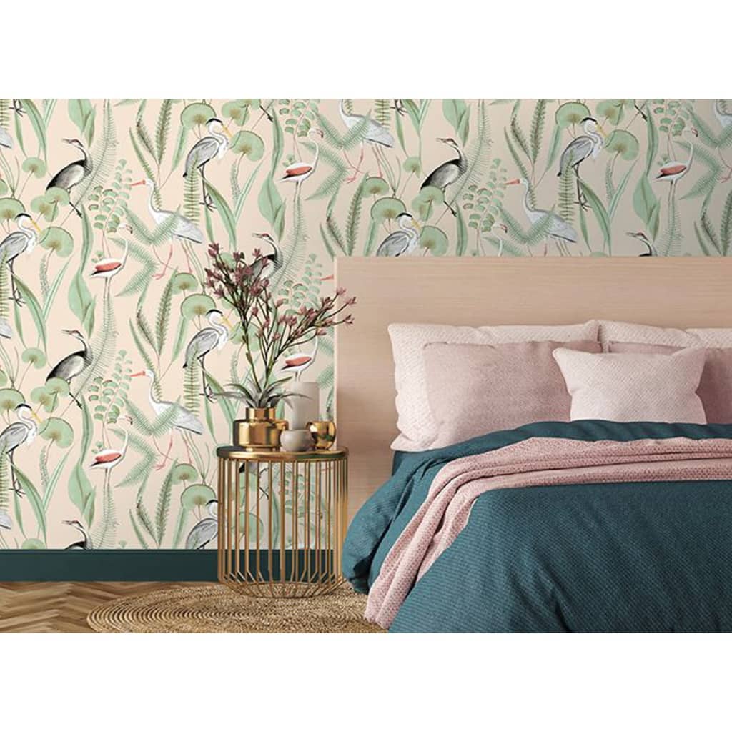 DUTCH WALLCOVERINGS Behang Flamingo - mintkleurig