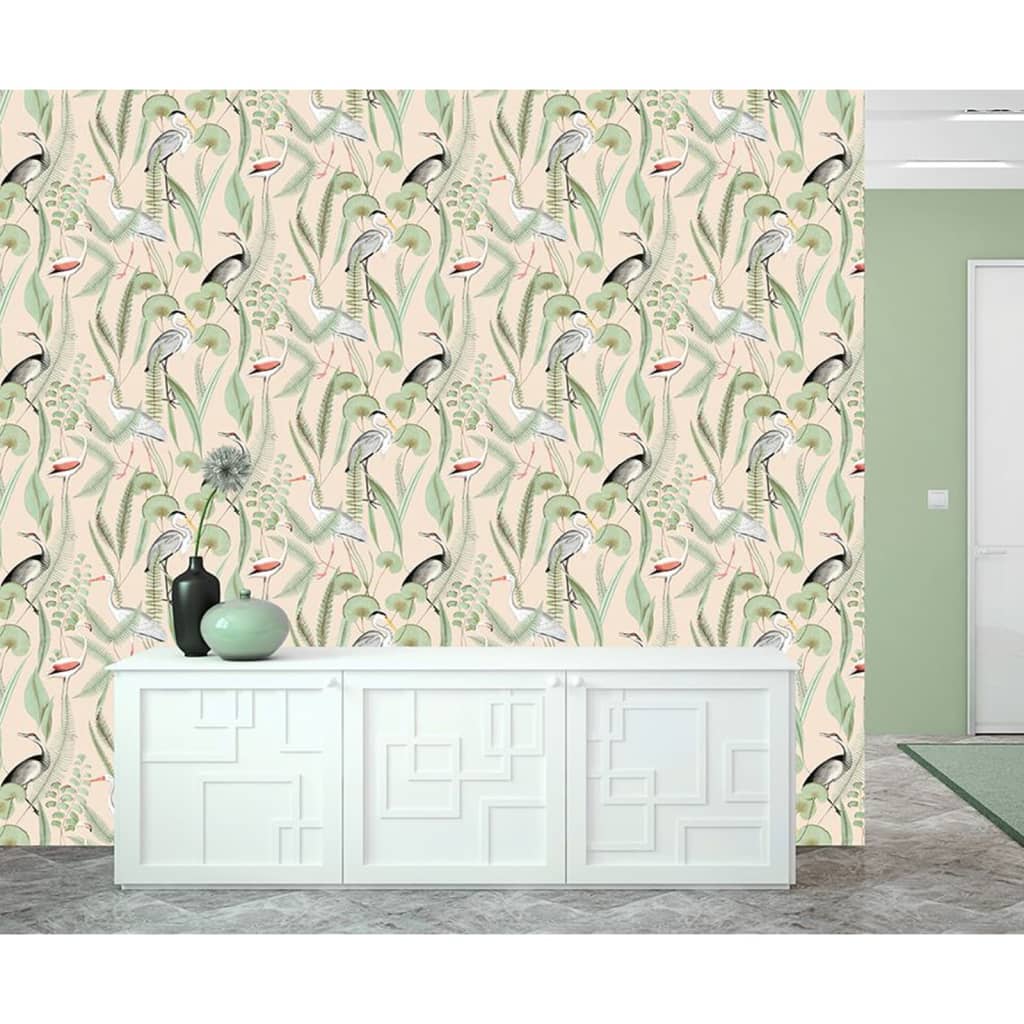 DUTCH WALLCOVERINGS Behang Flamingo - mintkleurig