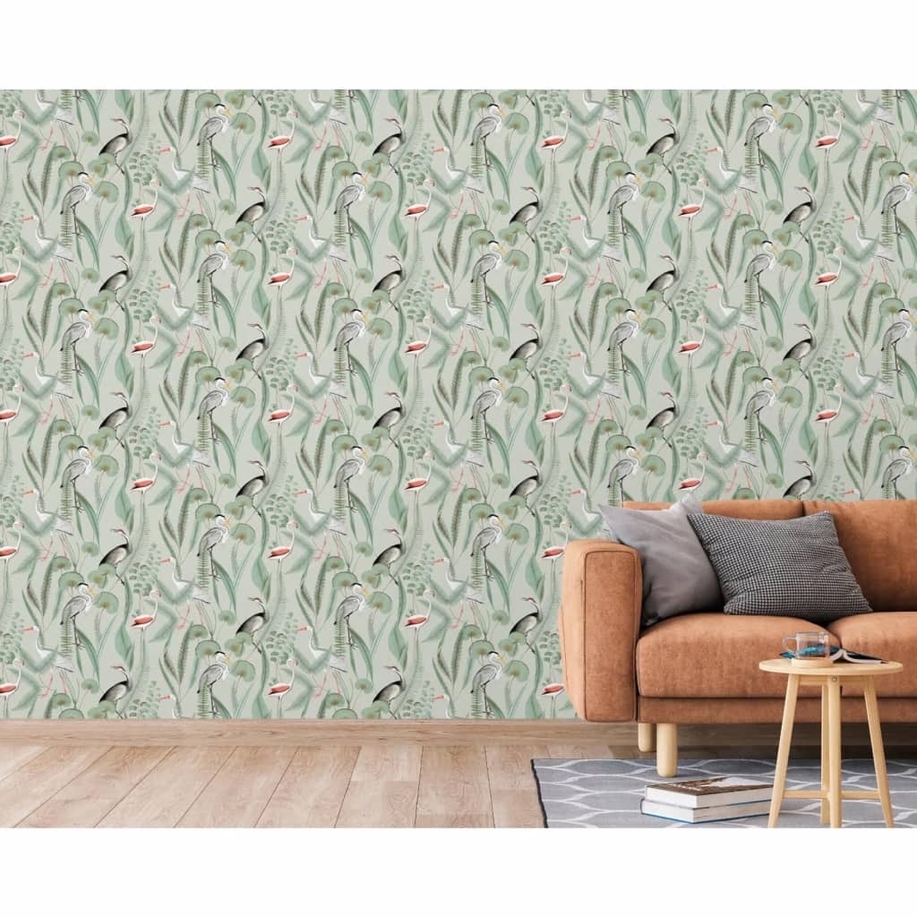 DUTCH WALLCOVERINGS Behang Flamingo - mintkleurig