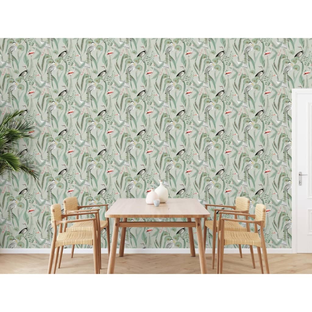 DUTCH WALLCOVERINGS Behang Flamingo - mintkleurig