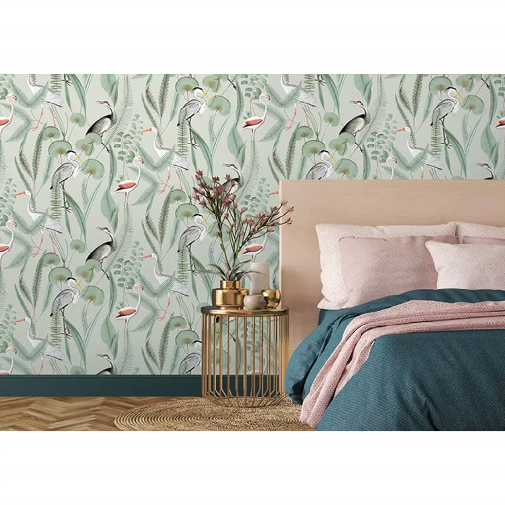 DUTCH WALLCOVERINGS Behang Flamingo - mintkleurig