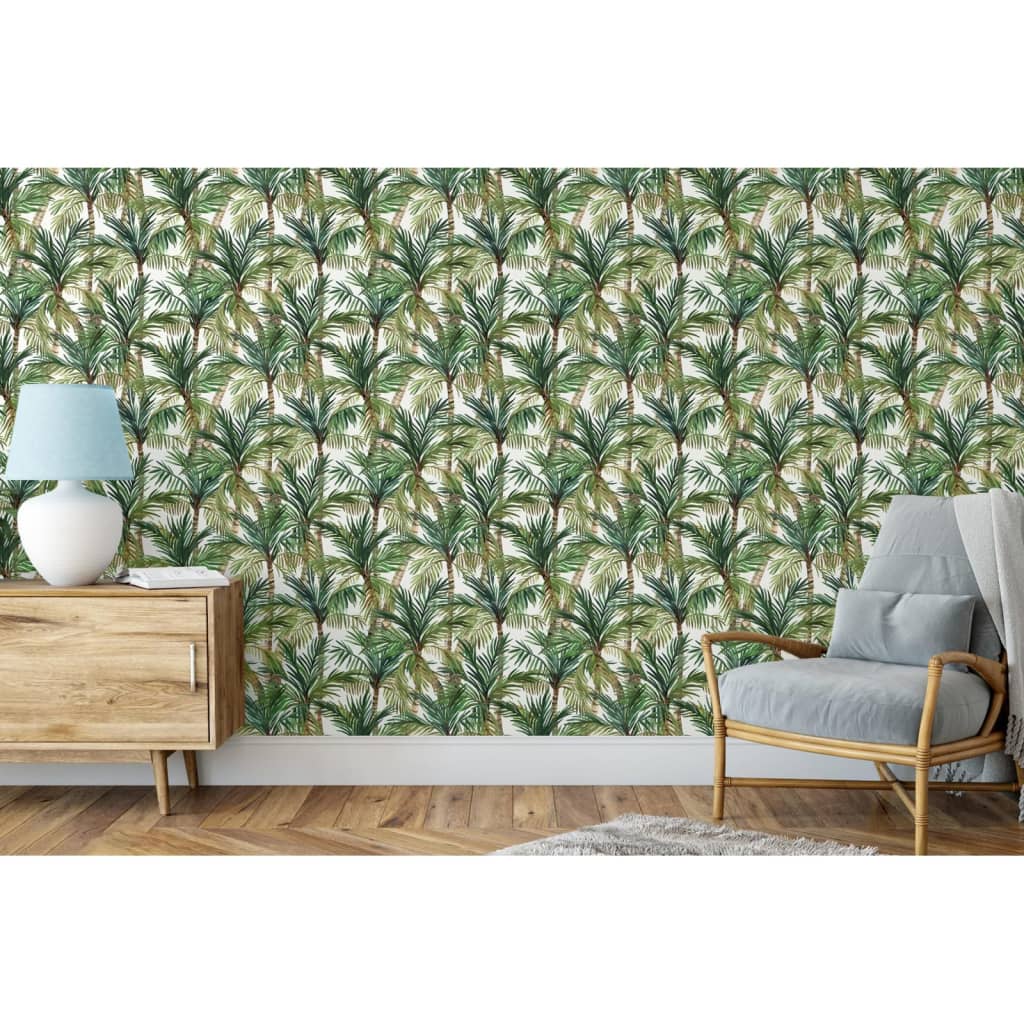 DUTCH WALLCOVERINGS Behang Palm Trees goudkleurig en zwart