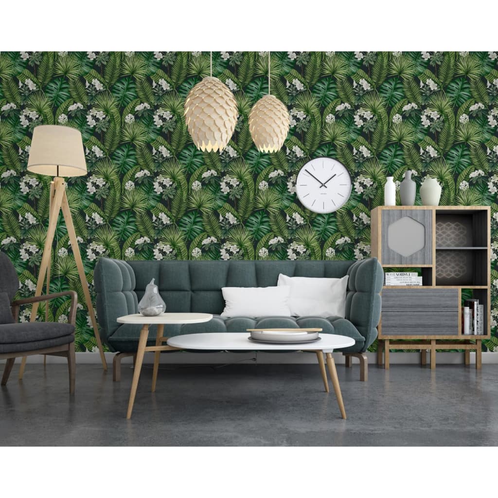 DUTCH WALLCOVERINGS Behang Eden en donkergroen