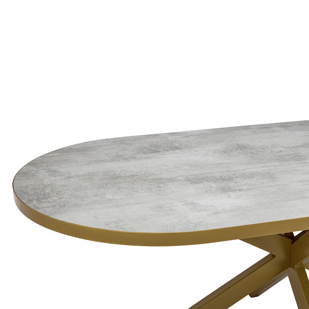 Stalux Plat ovale eettafel 'Noud' 240 x 100, kleur goud / beton