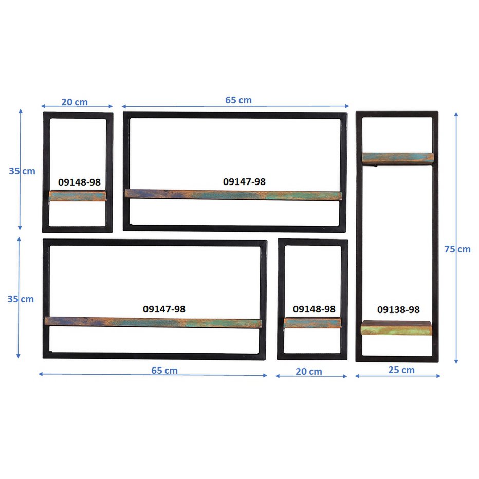 Wandplankenset, 5 stuks