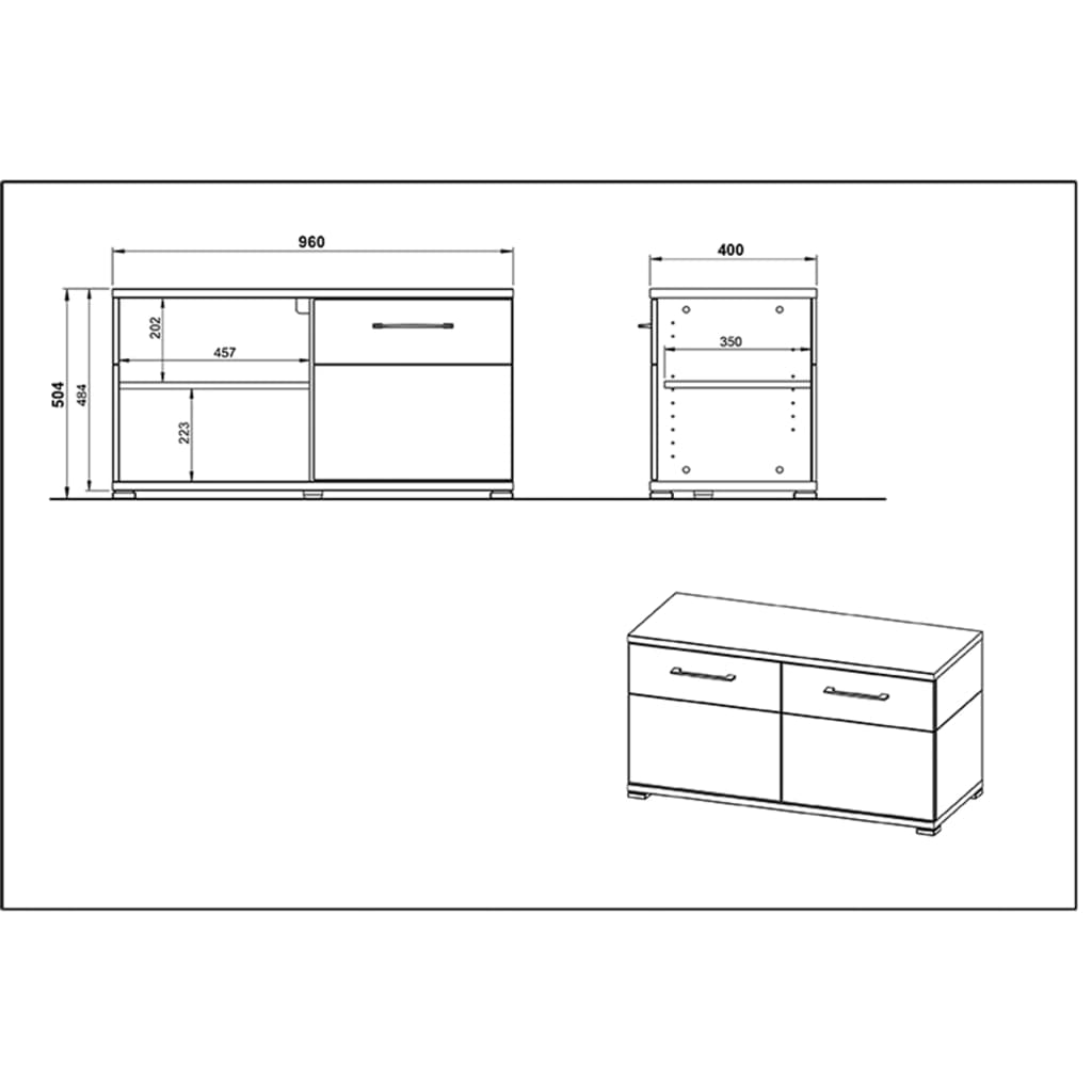 Germania Schoenenkast Topix 96x40x50,4 cm wit en betonkleurig