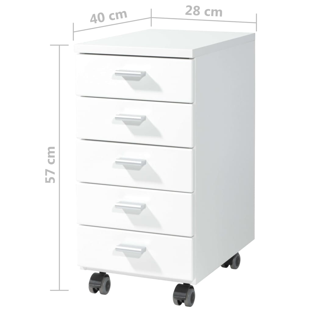 Germania Archiefkast met wieltjes wit