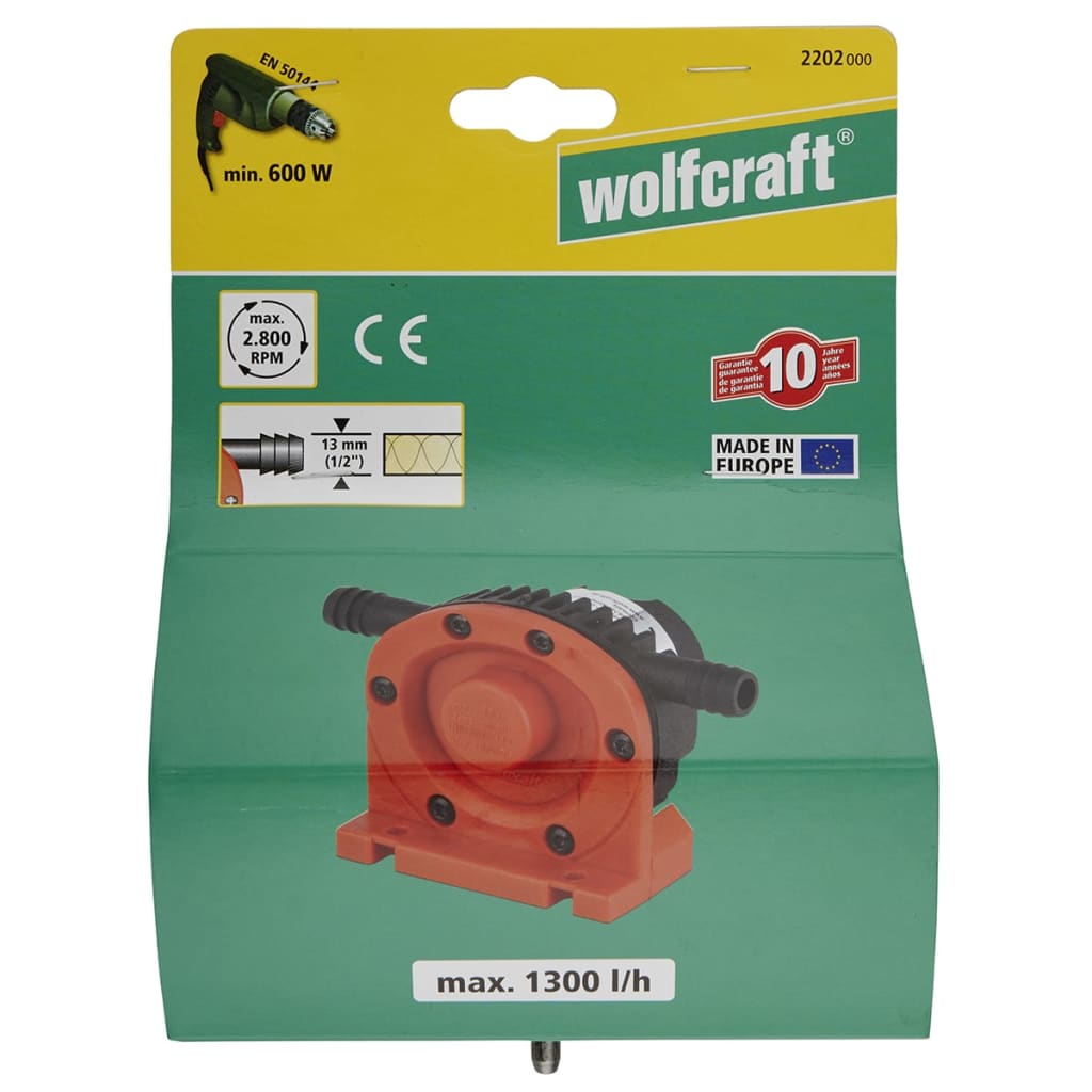 wolfcraft Pomp booraangedreven 3000 l/u S=8 mm 2207000