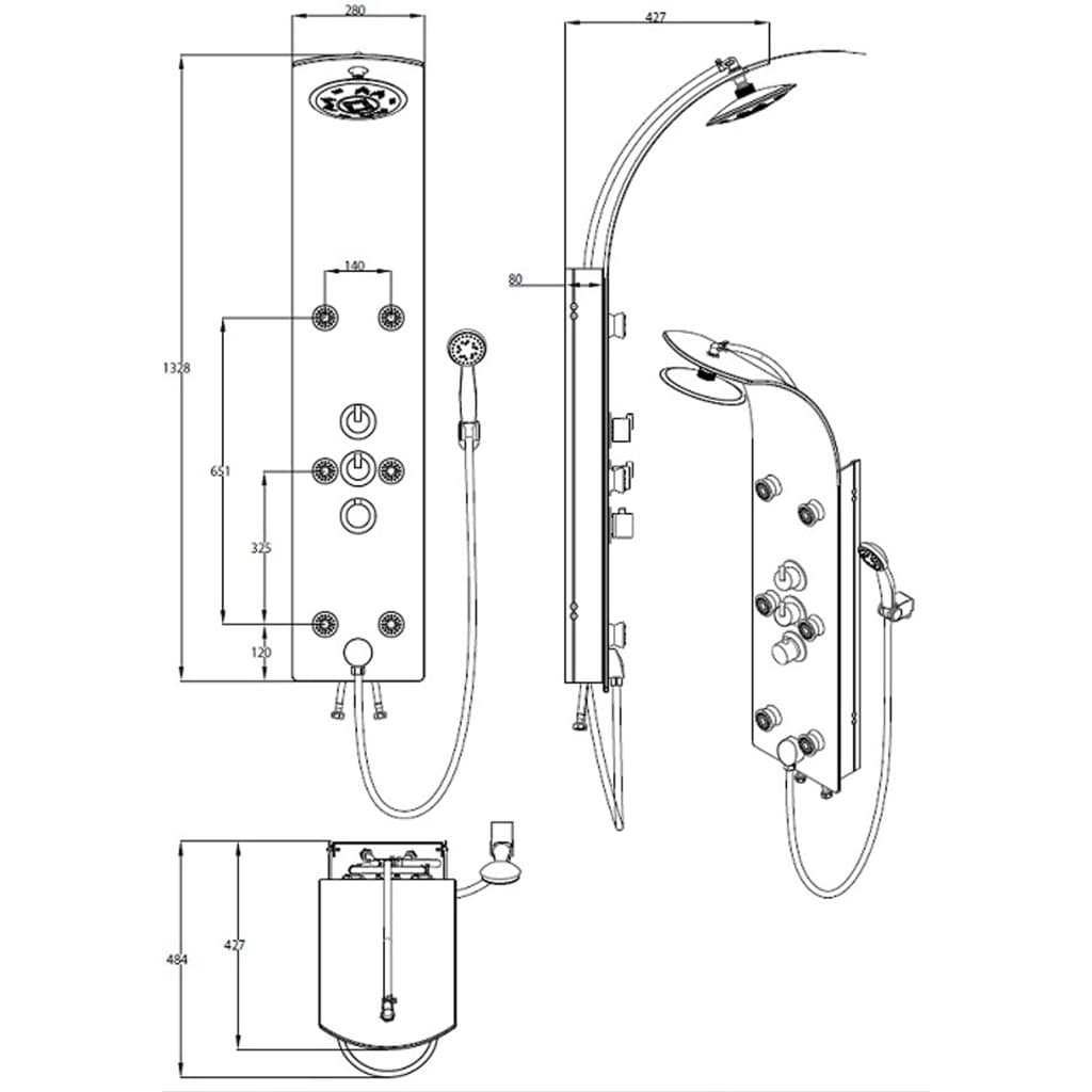 SCHÜTTE Douchepaneel met thermostatische kraan LANZAROTE glas