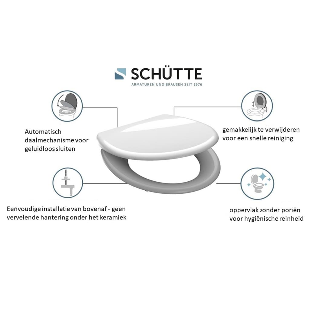 SCHÜTTE Toiletbril met soft-close quick-release ANTHRAZIT duroplast