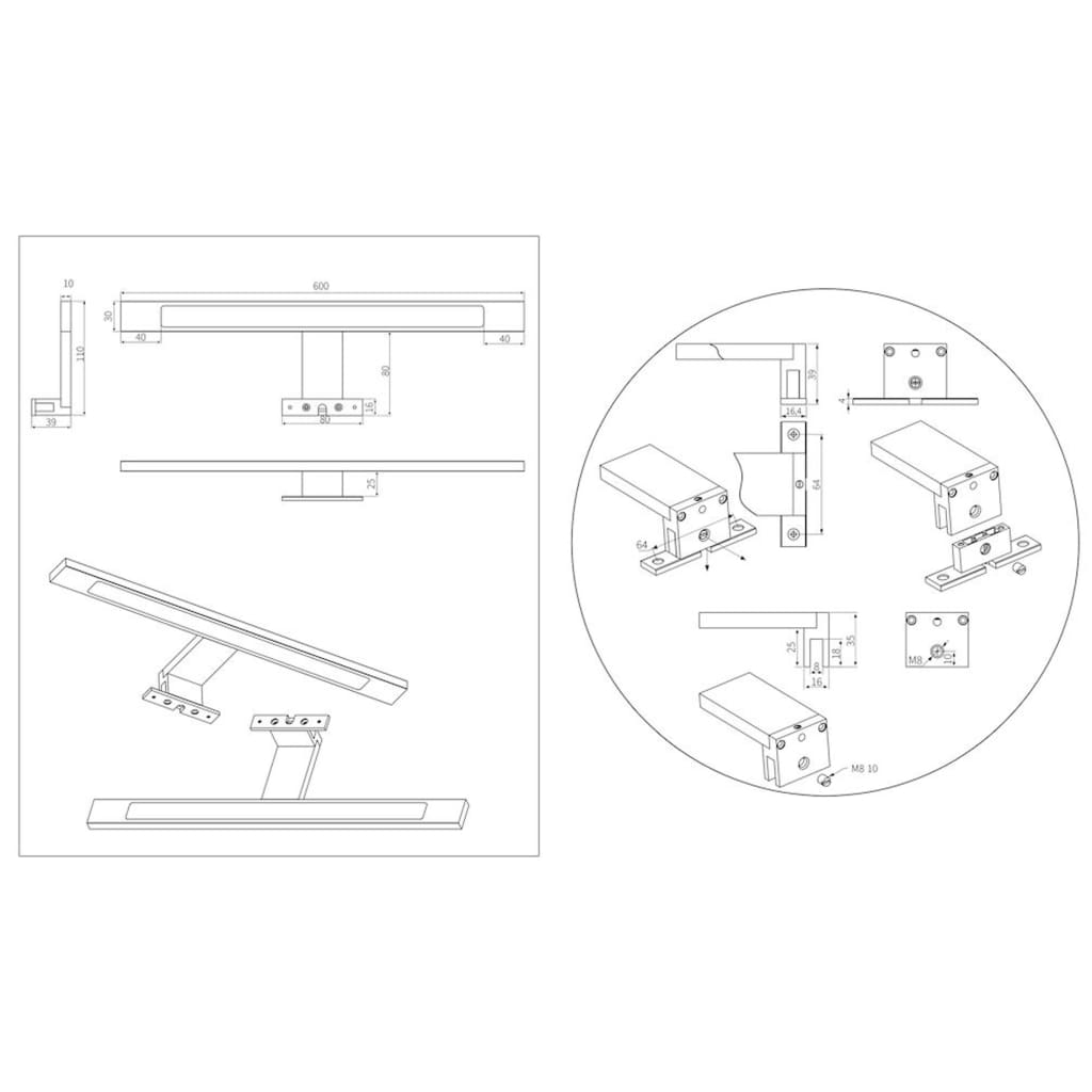 Tiger Spiegellamp Ancis LED 60,9 cm