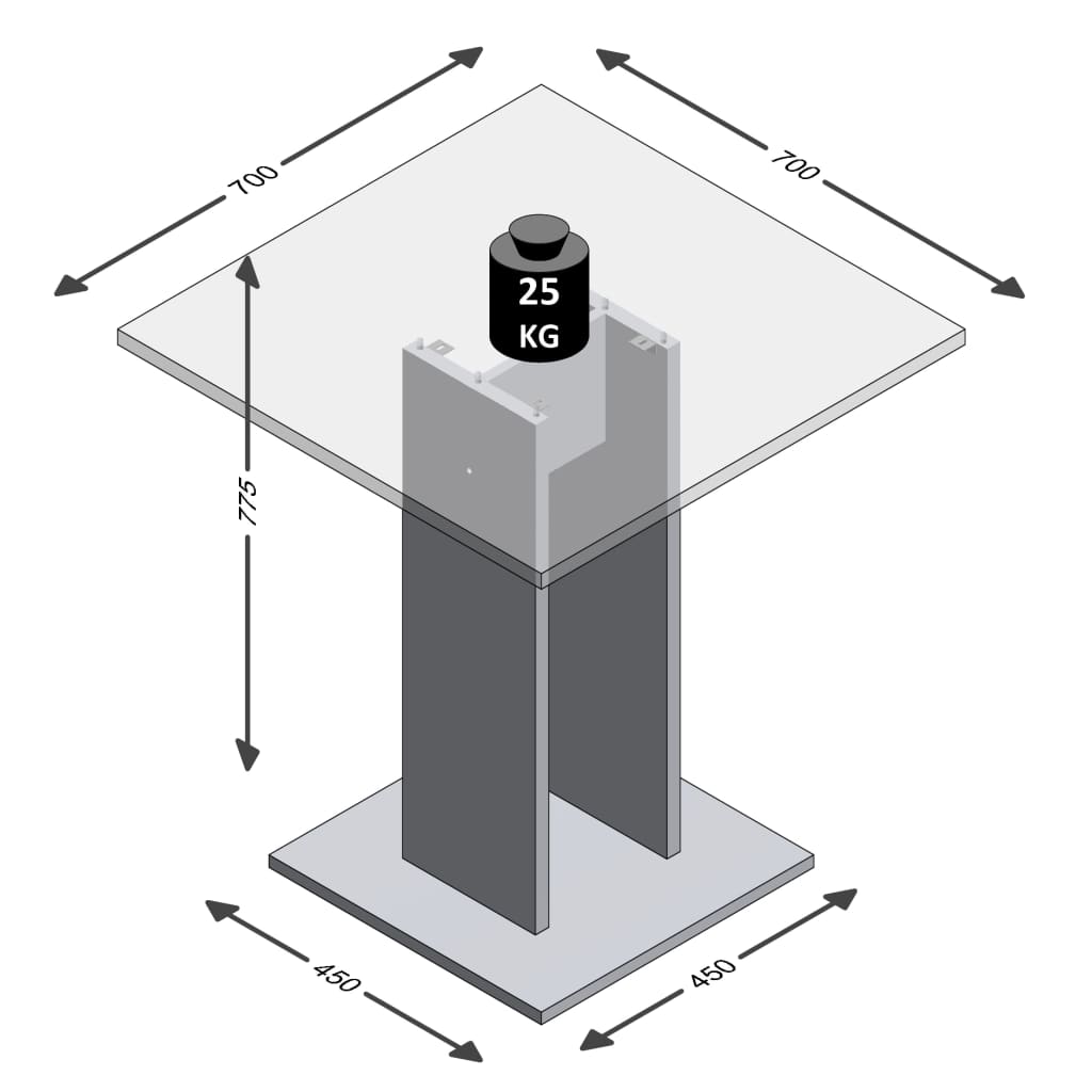 FMD Eettafel 70 cm betongrijs