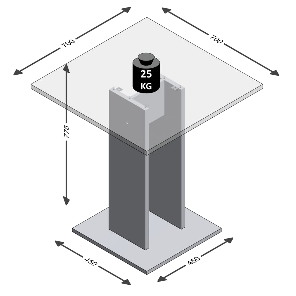 FMD Eettafel 70 cm betongrijs