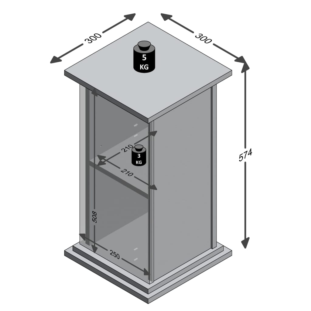 FMD Bijzettafel met deur 57,4 cm eikenkleurig